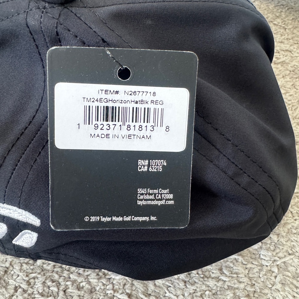 NWT TaylorMade Horizon Golf Hat Black White Logo Adjustable 58cm - Picture 4 of 7